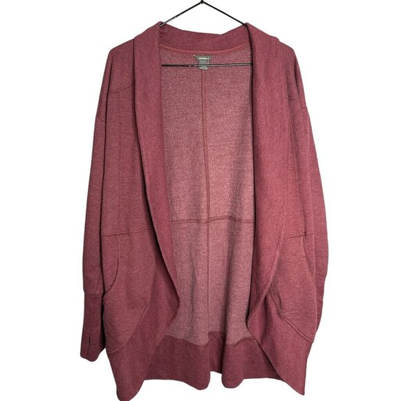Eddie Bauer Womens Size M Camp Fleece Wrap Sweater Cardigan Ruby Red Gorpcore - Picture 1 of 7